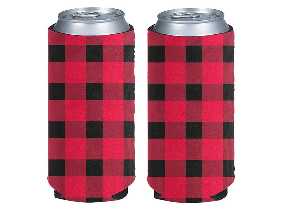 TOPONE ACCESSORIES LIMITED Custom Can Cooler Flannel Plaid Pattern Surface Sleeve Topone Accessories Ltd. 