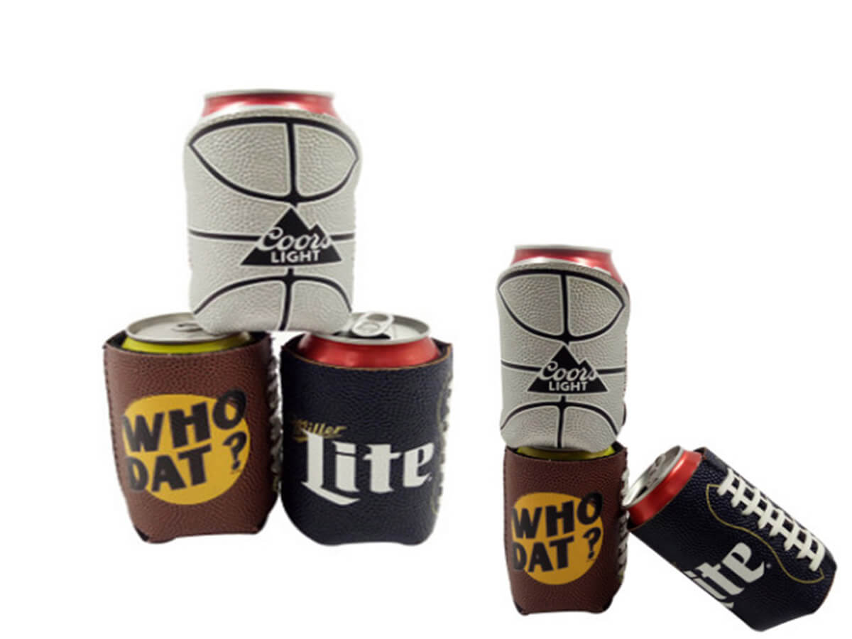 TOPONE ACCESSORIES LIMITED Custom Can Cooler Football Leather Material Sleeve Topone Accessories Ltd. 