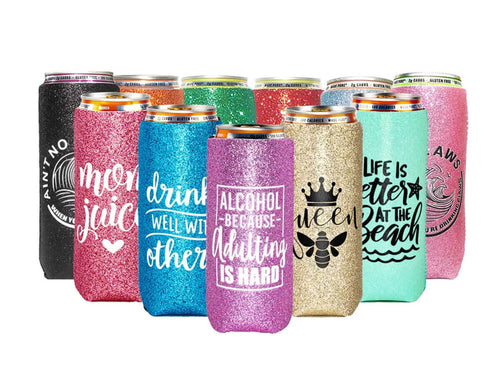 TOPONE ACCESSORIES LIMITED Custom Can Cooler Non-slip Glitter Sleeve Topone Accessories Ltd. 